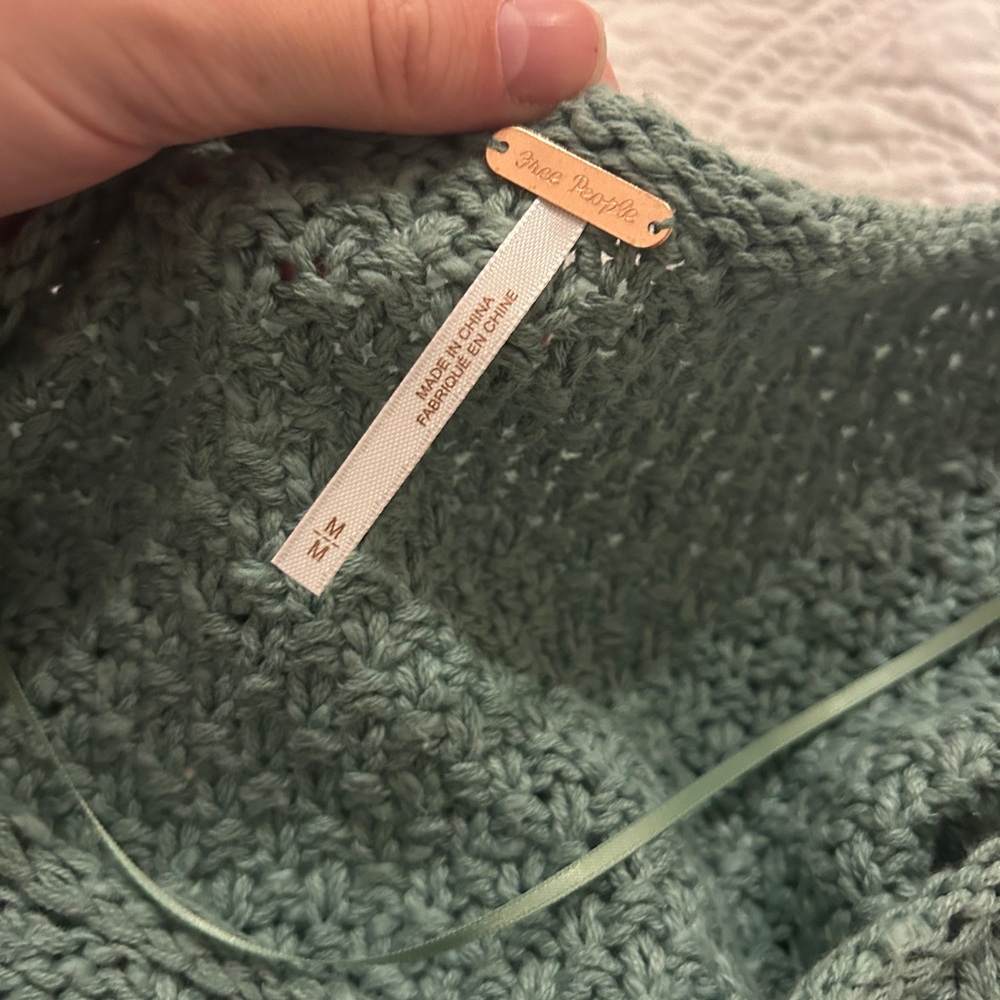 Free People Women's Green Cable Knit Sweater - Picture 3 of 3
